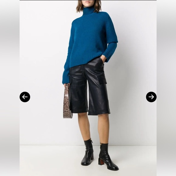 INÈS & MARÉCHAL Black long leather shorts - Picture 1 of 7